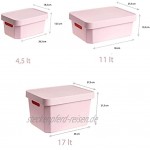 YDORO |3er Set rosa Aufbewahrungsboxen mit Deckel & Griff | Aufbewahrungskisten aus Plastik in 3 Größen 17L 11L & 4,5L | Boxen fürs Wohn- und Kinderzimmer | stapelbar hochwertiger Kunststoff