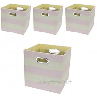 Aufbewahrungskörbe 11 × 11 × 11 × 11 faltbare Aufbewahrungsboxen Behälter Organizer-Körbe – 4 Stück hellrosa gestreift