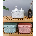 Badezimmer Korb mit Griff – Organizer mit Griffen Kunststoff Aufbewahrungskörbe Tapelbare Regalkörbe für Bad und Küche Blau