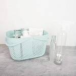 Badezimmer Korb mit Griff – Organizer mit Griffen Kunststoff Aufbewahrungskörbe Tapelbare Regalkörbe für Bad und Küche Blau