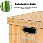 GOPLUS 2er Set Aufbewahrungskorb Klappbare Aufbewahrungskiste Aufbewahrungsbox mit Deckel aus Bambus mit Griff & Schildhalter für Kleiderschrank Bücher Spielzeug und mehr Natur