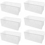 QLOUNI 6 Stück Aufbewahrungskorb 11.5 x 13 x 28 cm Weiße Aufbewahrungskorb aus Kunststoff Aufbewahrungskiste für Badezimmer und Kinderzimmer