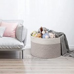 Syeeiex Großer Korb aus Baumwolle für Spielzeug Kleidung Decken Kissen Wäsche Faltbare Groß Aufbewahrung Korb aus Baumwollseil mit Henkel im Wohnzimmer Schlafzimmer,Cream