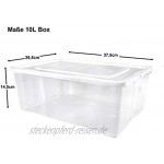 10 er Set Alpfa Schuhboxen je 10,0 Liter Inhalt transparent mit Deckel stapelbar 37x26x13 cm