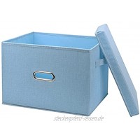 Aufbewahrungsbox mit Deckel Aibesser Aufbewahrungsboxen Stoff Waschbar Faltbox für Kleiderschrank Kleidung Bücher Kosmetik Spielzeug Blau,S,32x24x18cm