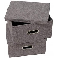 Aufbewahrungsboxen 2er Set Mittel mit Deckel Faltbare Aufbewahrungskörbe 2 Stück Grau Aufbewahrungsbehälter Stapelbar Waschbar für Kleinteile und Klamotten