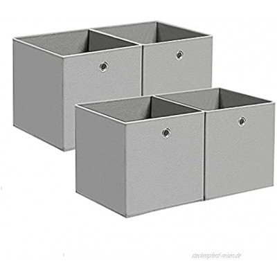 BALLSHOP 4 STK Faltbox Faltbare Aufbewahrungsbox Stoff Faltkiste mit Fingerloch 32 x 32 x 32 cm für Regale oder Raumteiler Lichtgrau