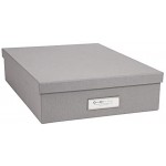 BIGSO BOX OF SWEDEN Dokumentenbox für A4 Papier Broschüren usw. – Schreibtischablage mit Deckel und Griff – Aufbewahrungsbox aus Faserplatte und Papier – grau