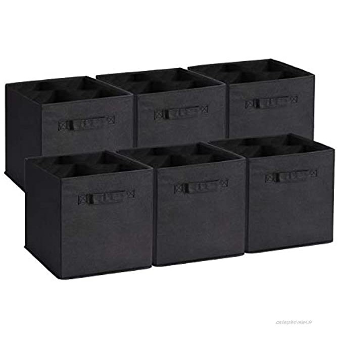 Brand – Umi Faltbare Aufbewahrungsbox in 6er-Set Faltbox Organizer aus Vliesstoff Regalkorb mit Größe von 26,7 x 26,7 x 27,9 cm schwarz
