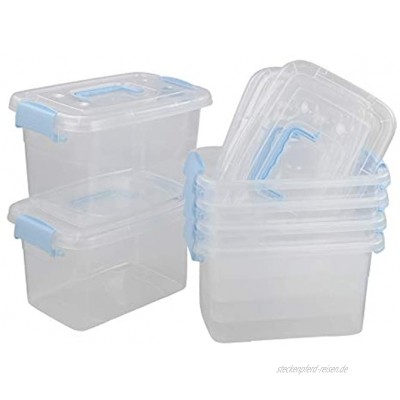 Callyne 5 L Aufbewahrungsboxen aus durchsichtigem Kunststoff mit blauem Griff 6er-Set