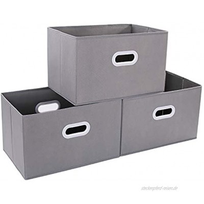 DIMJ 3 Stück Aufbewahrungsboxen Faltbare Aufbewahrungskisten mit Griff Groß Faltbox für Schränke Kleidung Bücher Kosmetika Spielzeug usw.