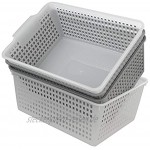 Dynko Kunststoff Korb Aufbewahrungsboxen Aufbewahrungskorb Körbchen Kunststoff Transparent und grau 4 Stück