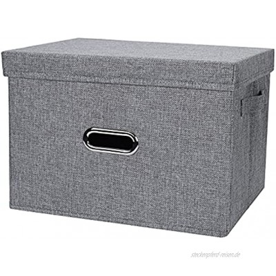 EZSTAX Aufbewahrungsbox Stoffkiste Ablagebox Schlafzimmer Accessoire-Organizer Aufbewahrungskasten mit Deckel,Grau 2#,XXL