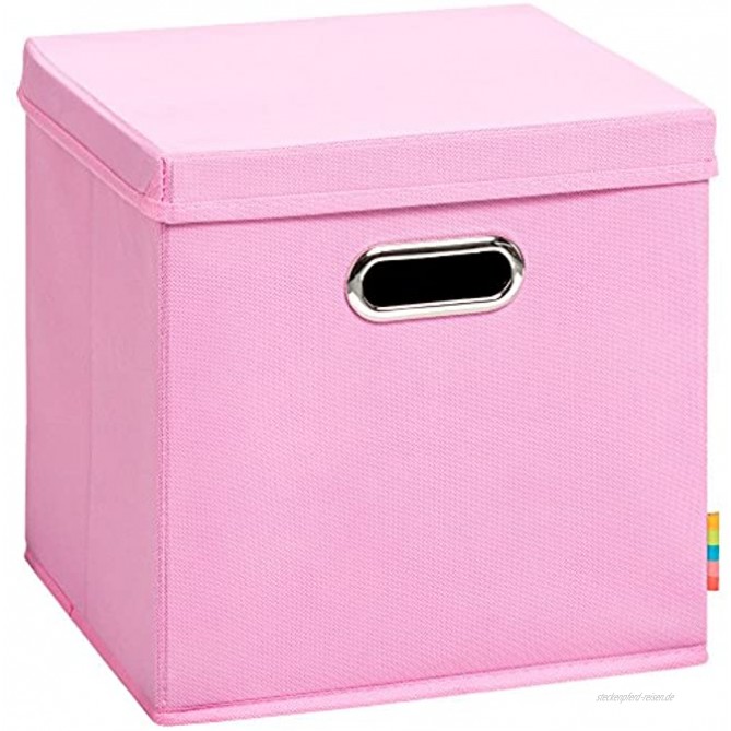 H&S Aufbewahrungsbox MIA mit Deckel Faltbox Korb 28x28x28 cm Rosa