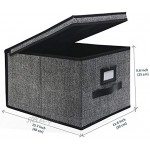 homyfort Aufbewahrungsbox faltbar mit Deckel 3er Set Faltbox 30 x 40 x 25 cm Schwarz Leinen XALB40P3