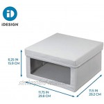 iDesign Evie Aufbewahrungsbox mit Deckel Schrank Organizer mit Sichtfenster und Griff Regalbox aus Stoff für Spielsachen Kleidung und mehr grau 29,2 cm x 29,9 cm x 15,9 cm