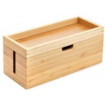 KD Essentials – Aufbewahrungsbox aus Bambus mit Deckel geeignet um Ladegeräte & Steckdosenleisten sowie Kabel zu verstauen Kabelbox für Kabelmanagement gefertigt aus Holz