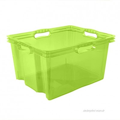 keeeper Aufbewahrungsbox mit integrierten Griffen Größe: XL 43 x 35 x 23 cm 24 l Franz Grün Transparent