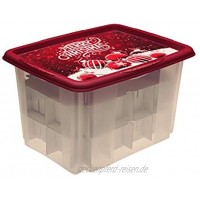keeeper Aufbewahrungsbox mit Weihnachtsmotiv und Deckel 44,5 x 35 x 27 cm 30 l Wika Rot