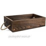 Lawei Holz Aufbewahrungsbox Holzkisten Aufbewahrungskiste mit Seilgriffen Vintage Kisten Ordnungsbox für Küche Bad Wohnzimmer Haushaltsartikel 35,5 x 20 x 9 cm