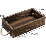 Lawei Holz Aufbewahrungsbox Holzkisten Aufbewahrungskiste mit Seilgriffen Vintage Kisten Ordnungsbox für Küche Bad Wohnzimmer Haushaltsartikel 35,5 x 20 x 9 cm