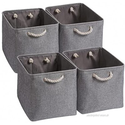 Mangata Aufbewahrungsbox Stoff,33 x 38 x 33 cm Großer Grau Aufbewahrungskorb Boxen Aufbewahrung für Schrank RegalGrau 4 Pack
