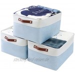 Mangata Aufbewahrungskorb Stoff Große Aufbewahrungsbox Box für Schrank Regal und KleidungBlau Weiß Waschbar