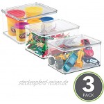 mDesign 3er-Set Spielzeugaufbewahrung – Aufbewahrungsbox mit Deckel zum Spielsachen verstauen im Regal oder unter dem Bett – durchsichtig