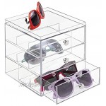 mDesign Aufbewahrungsbox für Brillen Brillenablage für Brillenaufbewahrung in 3 Schubladen für Brillen Sonnenbrillen und Lesebrillen durchsichtig