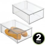 mDesign Aufbewahrungsbox mit Schublade – flache Schubladenbox aus Kunststoff zur Schuhaufbewahrung – Stapelbox für Schuhe Accessoires und mehr – 2er-Set – durchsichtig