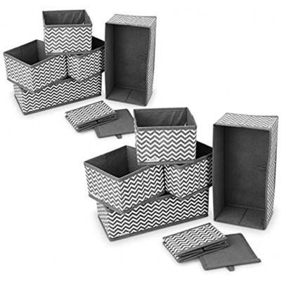 Navaris Aufbewahrungsboxen Organizer Ordnungssystem Stoffboxen 12 Stück in verschiedenen Größen für Kleiderschrank und Schubladen faltbar