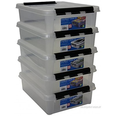 Orthex 35890705 5er Set Clipbox Smart Store Classic 14 Aufbewahrungsbox Plastik 40 x 30 x 12 cm transparent