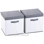 PEARL Aufbewahrung: 2er-Set Aufbewahrungsboxen mit Deckel faltbar 31x31x31 cm weiß Ordnungsbox