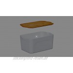 Relaxdays Aufbewahrungsboxen 3er Set Kunststoffbox Deckel aus Bambus 3 Größen ca. 7 l 15 l 25 l weiß