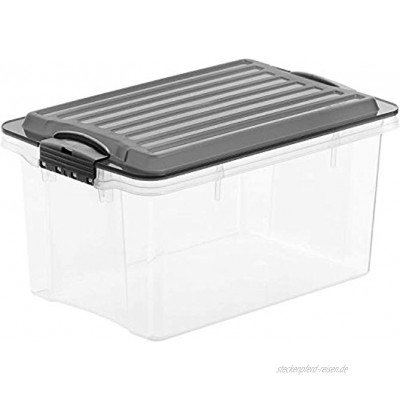 Rotho Compact Aufbewahrungsbox 4,5l mit Deckel Kunststoff PP BPA-frei grau transparent A5 45l 27,0 x 18,5 x 15,0 cm