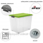 Rotho Compact Aufbewahrungsbox 70l mit Deckel und Rollen Kunststoff PP BPA-frei grün transparent A3 70l 57,0 x 39,5 x 43,5 cm