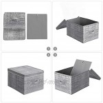 SONGMICS 3er Set Aufbewahrungsbox mit Deckel Faltboxen aus Stoff mit Etikettenhalter Stoffbox Würfel 30 x 40 x 25 cm,grau meliertRYFB03LG