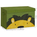 SONGMICS Aufbewahrungsbox 60 x 35 x 38 cm Spielzeug-Organizer Faltbox Stoffbox mit 2 Griffen und Deckel Aufbewahrungskiste für Kinderzimmer Spielzimmer Schlafzimmer grün-gelb RFB741C01