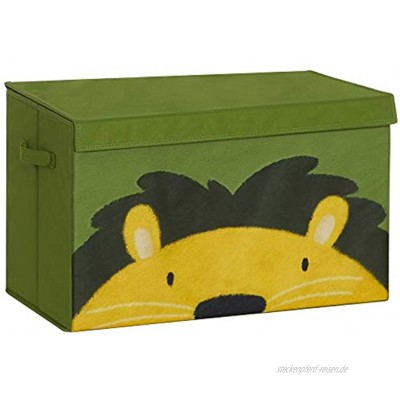 SONGMICS Aufbewahrungsbox 60 x 35 x 38 cm Spielzeug-Organizer Faltbox Stoffbox mit 2 Griffen und Deckel Aufbewahrungskiste für Kinderzimmer Spielzimmer Schlafzimmer grün-gelb RFB741C01