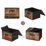 SONGMICS Aufbewahrungsboxen mit Deckel 3er Set faltbare Stoffboxen für Kleidung und Spielzeug 40 x 30 x 25 cm Vliesstoff vintagebraun-schwarz RYZ103B01