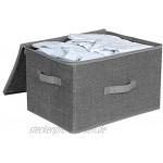 SONGMICS Aufbewahrungsboxen mit Deckel 3er Set Faltbare Stoffboxen mit Griffen zur Aufbewahrung von Kleidung und Spiegelzeug grau RYZB03G