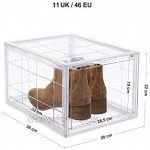 SONGMICS Schuhbox stapelbarer Schuhorganizer Kunststoffbox mit durchsichtiger Tür Schuhaufbewahrung einfache Montage 3er Set 28 x 36 x 22 cm für Schuhe bis Größe 46 LSP03TP