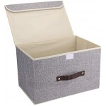 Tebery 2er-Set Aufbewahrungsboxen aufbewahrungsbox mit Deckel Faltbare Vorratsbehälter aus BaumwollgewebeGrau