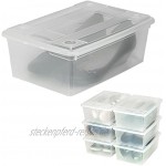 TecTake Schuhbox mit Deckel stapelbar transparent Aufbewahrungsbox | 33x23x12cm | Diverse Mengen 1x 6er Set | Nr. 401685
