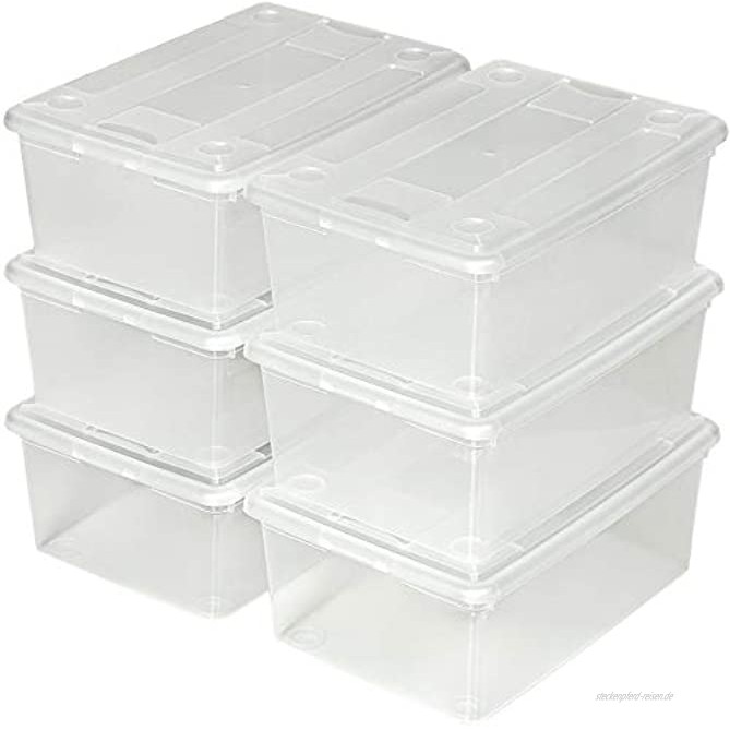 TecTake Schuhbox mit Deckel stapelbar transparent Aufbewahrungsbox | 33x23x12cm | Diverse Mengen 1x 6er Set | Nr. 401685