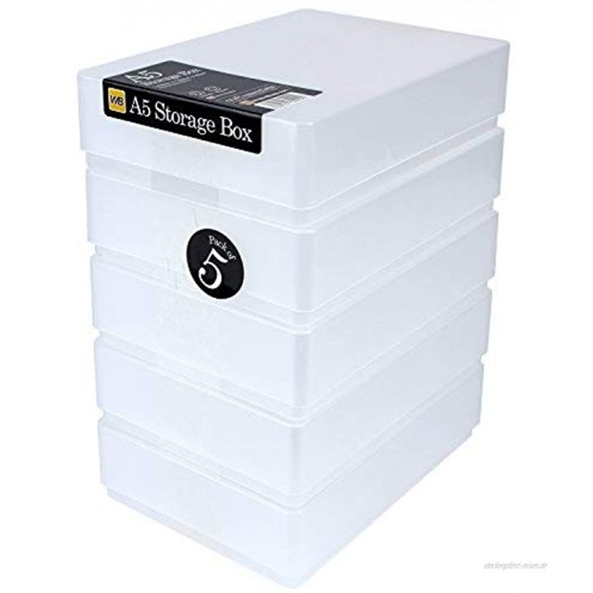 WestonBoxes Aufbewahrungsbox aus Kunststoff für 500 Blatt DIN A5 216x154x66mm Farblos 5 Stück