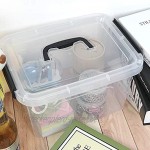 Xowine 5 L Aufbewahrungsboxen aus durchsichtigem Kunststoff mit schwarzem Griff 6er-Set