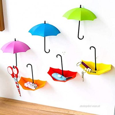 6 Stücke Wandhaken Kreativ Regenschirm Form Schlüsselanhänger Selbstklebende Tür Schlüsselhaken Halter für Wohnzimmer Schlafzimmer Kinderzimmer Wohnkultur Mehrfarbig