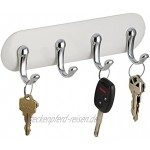 iDesign AFFIXX selbstklebendes Schlüsselbrett | wandmontierte Hakenleiste ohne Bohren | kleiner Schlüssel Organizer mit 4 Haken | Kunststoff weiß