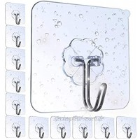 Pubiao Selbstklebende Haken Hochleistungs-Anti-Rutsch-Traceless-Klebehaken für die Küche Badezimmer Kleidung Büro Deckenbügel -12 Pack